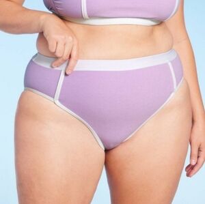 Kona Sol™ Purple Terry Cloth Solid High Waist High Leg Bikini Bottom Size 2X #
